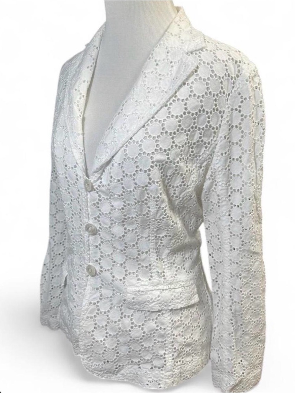 Anne Fontaine White Eyelet Lace Lully Blazer Jacket French 44 US 10